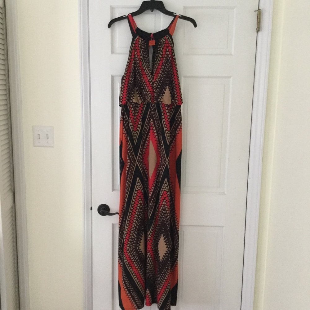 Geometric Patterned Maxi Dress - Multicolor